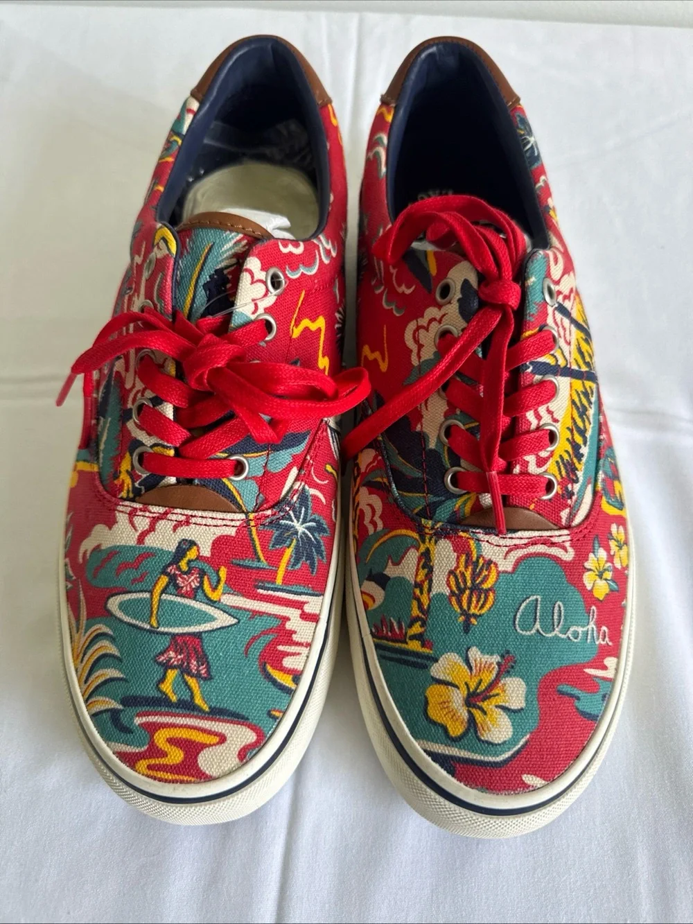 Polo Ralph Lauren Thompsyn Aloha Hawaiian Print Canvas Sneakers Men’s 9.5